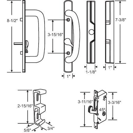 Strybuc RH White Patio Door Handle 13-441RHWA
